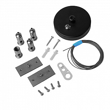 Kit Suspensão com Canopla para Pendente Perfil Decor Sobrepor Duplo - Preto