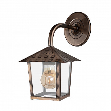 Arandela Colonial Nina Quadrada - Vidro Liso - Cobre