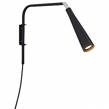 Arandela de Leitura Tube com Plug e Interruptor - Preto