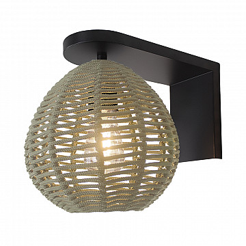 Arandela Maruni 240 mm Preto Fosco - Corda Areia