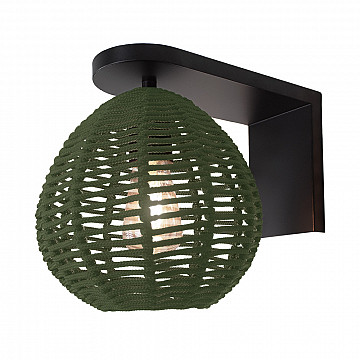 Arandela Maruni 240 mm Preto Fosco - Corda Verde Musgo