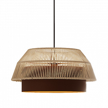 Pendente Gaia 50cm - Marrom Gold e Fio Macramê Cru