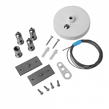 Kit Suspensão com Canopla para Pendente Perfil Decor Sobrepor Duplo - Branco Fosco