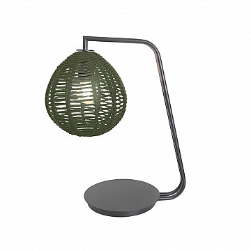 Abajur Maruni Preto Fosco - Corda Verde Musgo