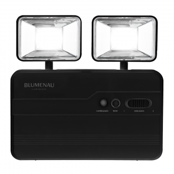 Luminária de Emergência LED 1.200 Lm 5W 2 Faróis Bivolt 6.500K - Preto