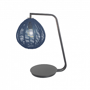 Abajur Maruni Preto Fosco - Corda Azul Marinho