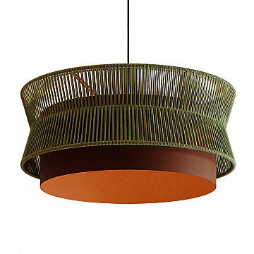 Pendente Gaia 60cm - Marrom Gold e Fio Macramê Verde