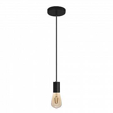 Pendente Vintage Alumínio Liso - Cabo Polipropileno Preto