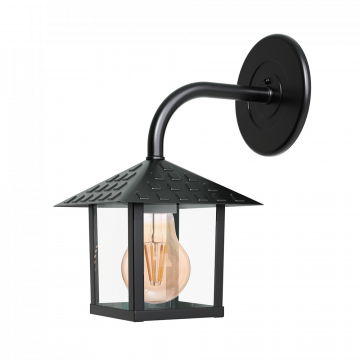 Arandela Colonial Nina Quadrada - Vidro Liso - Preto