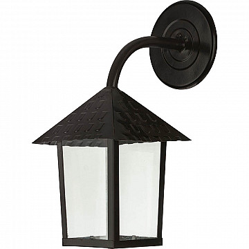 Arandela Colonial Quadrada Vidro Liso - Preto