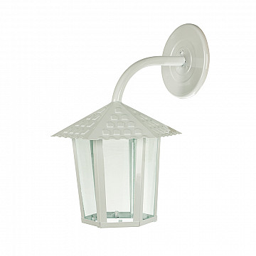 Arandela Colonial Sextavada Vidro Liso - Branco Brilhante