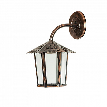 Arandela Colonial Sextavada Vidro Liso - Cobre Liso