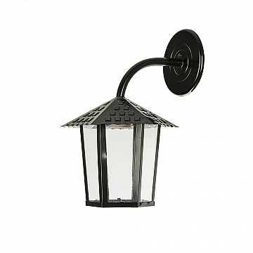 Arandela Colonial Sextavada Vidro Liso - Preto