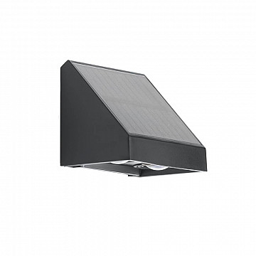Arandela LED Solar Ecoluz 2 Fachos 2W IP65 ABS 3.000K - Preto