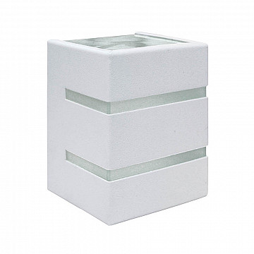 Arandela Quadro Aleta Alumínio 2 Fachos 2 Aletas Lente Vidro - Branco Fosco