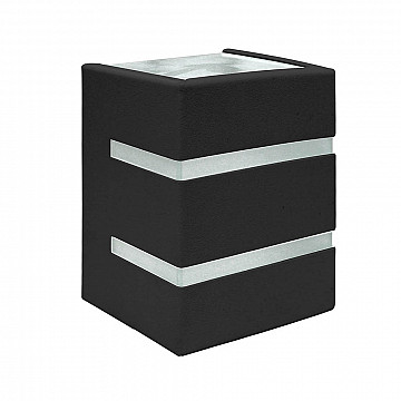 Arandela Quadro Aleta Alumínio 2 Fachos 2 Aletas Lente Vidro - Preto