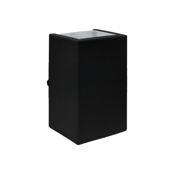 Arandela Quadro Dupla Alumínio 2 Fachos Lente Vidro - Preto