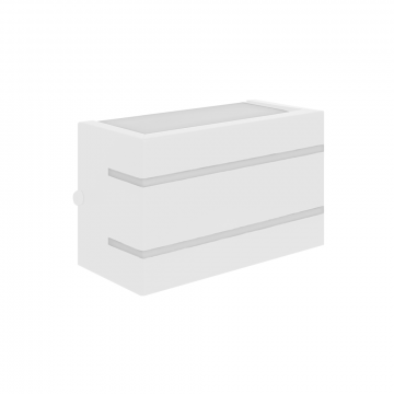 Arandela Quadro Retangular Alumínio 2 Fachos 2 Aletas Lente Vidro - Branco Fosco