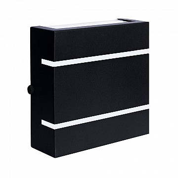 Arandela Quadro Slim Alumínio 2 Fachos 2 Aletas Lente Vidro - Preto