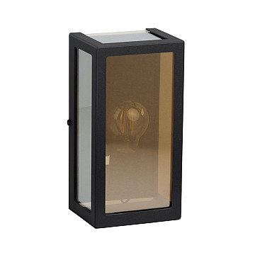 Arandela Vintage Retrô IP54 - Preto com Vidro Champagne