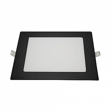 Painel LED Embutir Quadrado Alumínio 12W 3.000K - Preto