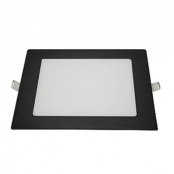 Painel LED Embutir Quadrado Alumínio 12W 6.500K - Preto