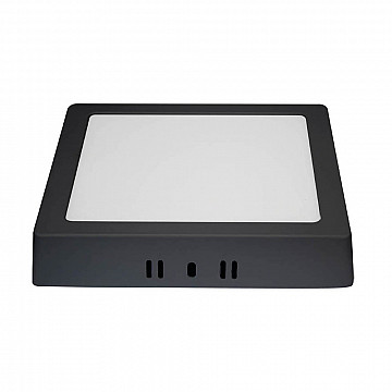 Painel LED Sobrepor Quadrado Alumínio 12W 3.000K - Preto