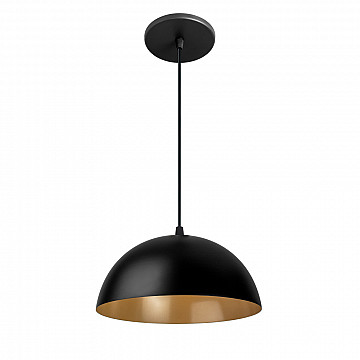 Pendente Cléo Alumínio - Preto com Interno Dourado