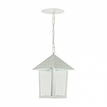 Pendente Colonial Quadrado Vidro Liso - Branco