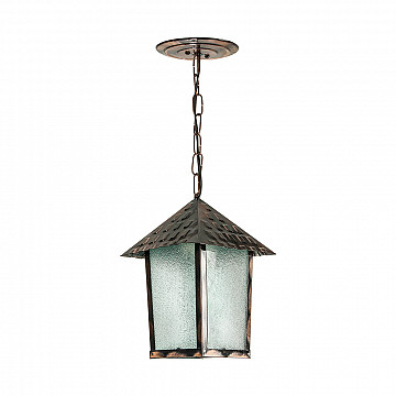 Pendente Colonial Quadrado Vidro Pontilhado - Cobre Liso