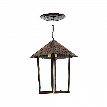 Pendente Colonial Quadrado Vidro Liso - Cobre Liso