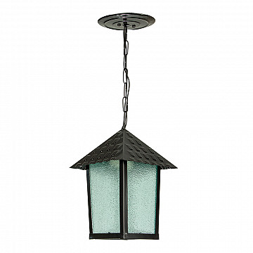 Pendente Colonial Quadrado Vidro Pontilhado - Preto