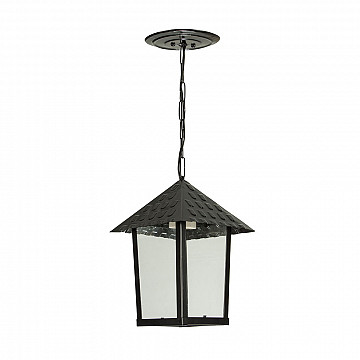 Pendente Colonial Quadrado Vidro Liso - Preto