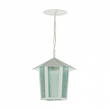 Pendente Colonial Sextavado Vidro Pontilhado - Branco