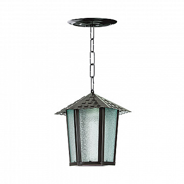 Pendente Colonial Sextavado Vidro Pontilhado - Preto