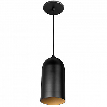 Pendente Domo Alumínio - Preto com Interno Dourado