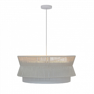 Pendente Gaia 60cm - Branco Fio Macramê Cru