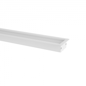 Perfil Embutir Recuado Alumínio 2m 48x20mm com 3 Molas e 2 Tampas - Branco Fosco