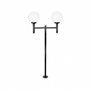 Poste Globo Duplo 1,74m com canopla Com Globo - Preto