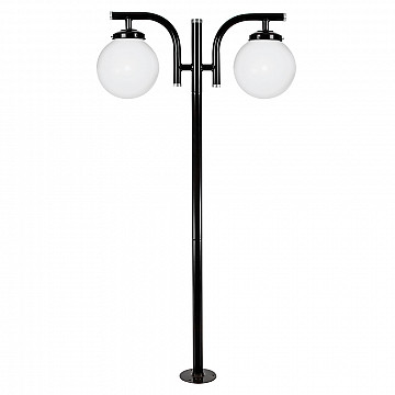 Poste Globo Duplo 1,74m com canopla Com Globo - Preto