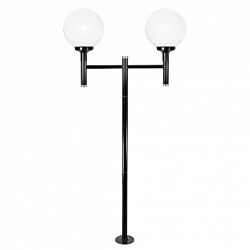 Poste Globo Duplo 2,44m com canopla Com Globo - Preto