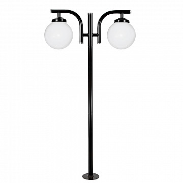 Poste Globo Duplo 2,44m com canopla Com Globo - Preto